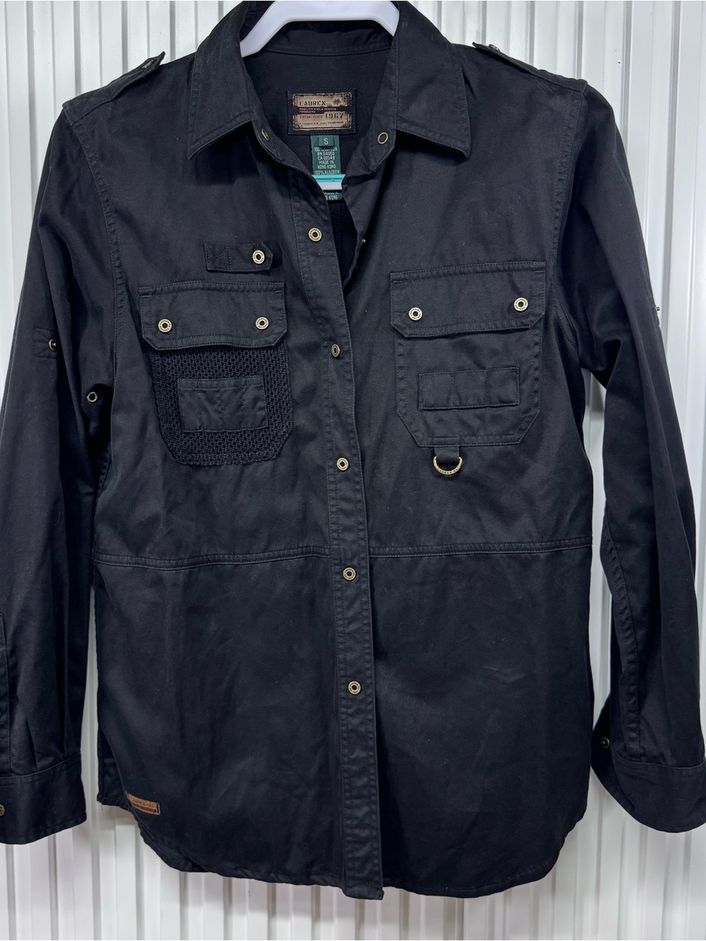 Vintage Ralph Lauren Women small Utility shirt black